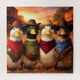 Funny Cowboy Duck Puzzle | Western Duck Art ジグソーパズル