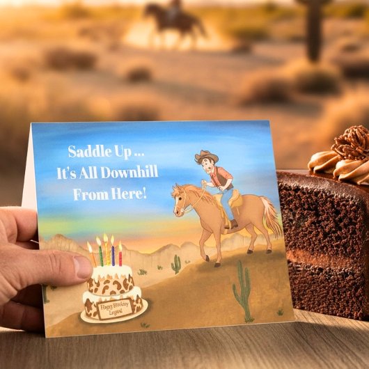 Funny Cowboy on Horse Birthday カード