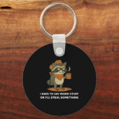 Funny Cowboy Raccoon Saying Weird Stuff Meme Humor キーホルダー (正面)