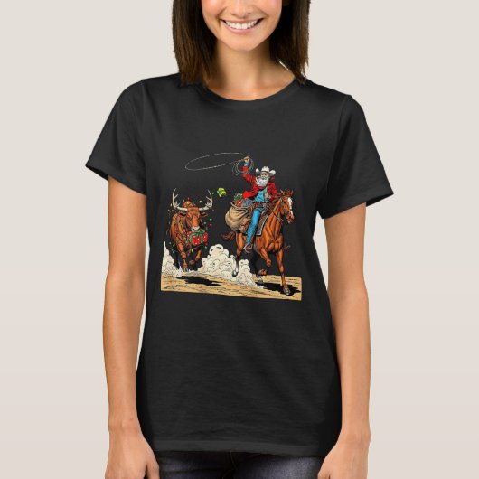 Funny Cowboy Santa Christmas Holiday Western Style Tシャツ (正面)