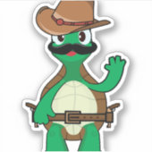 Funny cowboy turtle sherrif シール (正面)