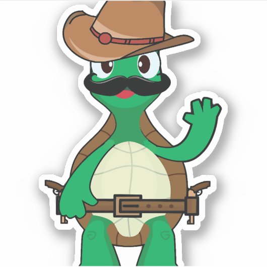 Funny cowboy turtle sherrif シール (正面)