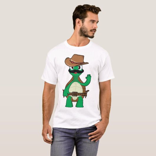 Funny cowboy turtle sherrif tシャツ (正面フル)