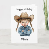 Funny Cowgirl Baby Birthday Card カード (正面)