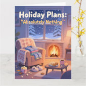 Funny Cozy Christmas Card Holiday Plans Absolutely カード (黄色い花)