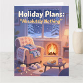 Funny Cozy Christmas Card Holiday Plans Absolutely カード (正面)