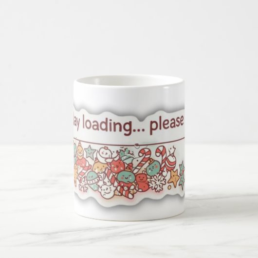 Funny Cozy Christmas Holiday Loading Progress Bar コーヒーマグカップ (中央)