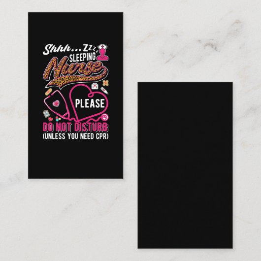 Funny CPR Nurse Leopard Print RN Medical Worker 名刺 (正面/裏面)