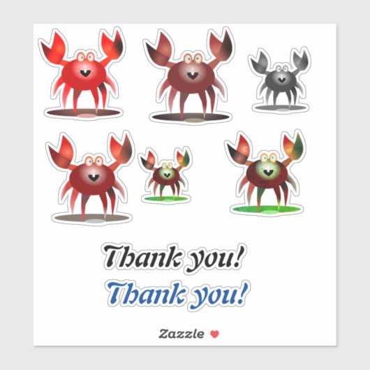 Funny crabs and Thank you シール (シート)