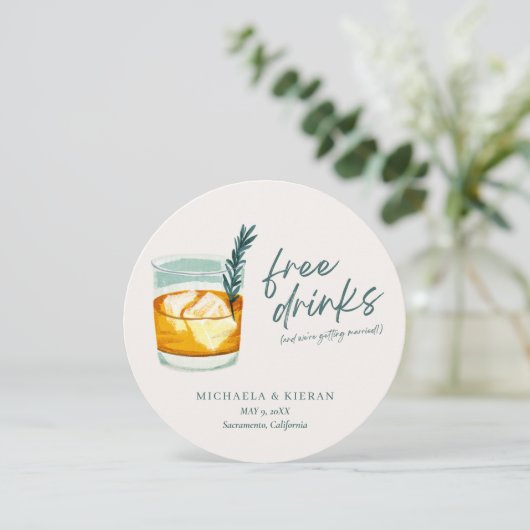 Funny Craft Cocktail Wedding Save The Date (スタンド正面)