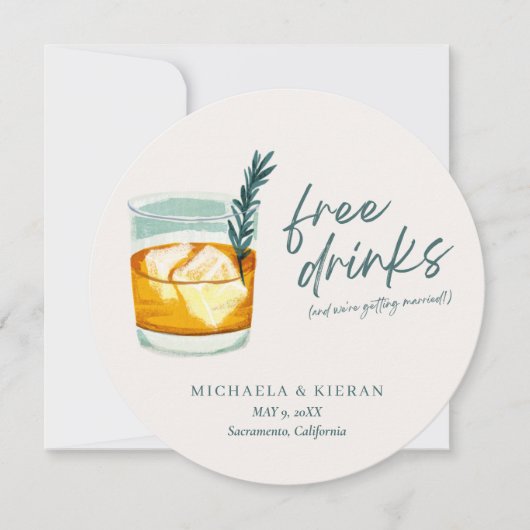 Funny Craft Cocktail Wedding Save The Date (正面)