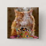 Funny Cranky Cat With Melted Birthday Cupcake 缶バッジ<br><div class="desc">Another year… another blaze of glory! | Avanti,  the Global Humor Brand™ has been entertaining the world with its Feel Good Funny greeting cards for over 40 years. Our characters live life to the fullest and celebrate the humor in everyday life.</div>
