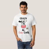 Funny crasy cow lady gift for cow lovers and farm  tシャツ (正面フル)