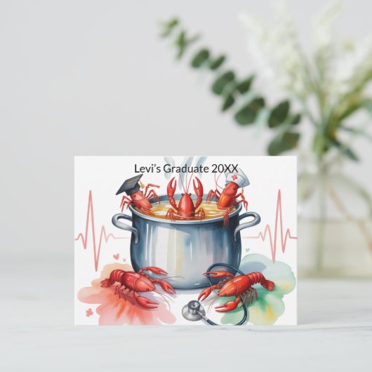 Funny Crawfish Nurse Graduation Postcard ポストカード (スタンド正面)