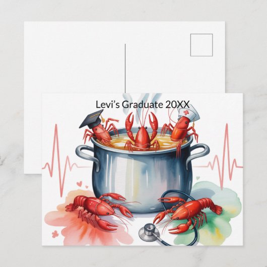 Funny Crawfish Nurse Graduation Postcard ポストカード (正面/裏面)