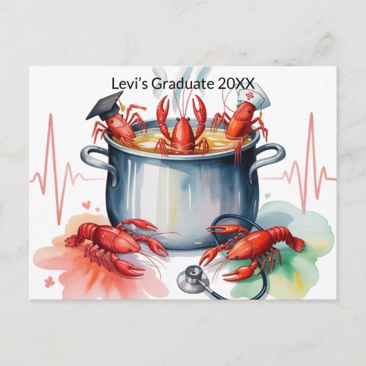 Funny Crawfish Nurse Graduation Postcard ポストカード (正面)