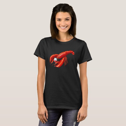 Funny Crawfish Wine Drinking Lobster Men Women Tシャツ (正面フル)