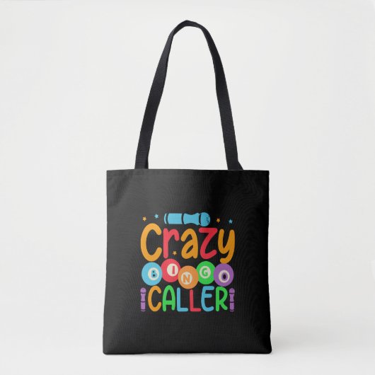 Funny crazy Bingo caller word art トートバッグ (正面)