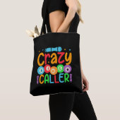 Funny crazy Bingo caller word art トートバッグ (クローズアップ)