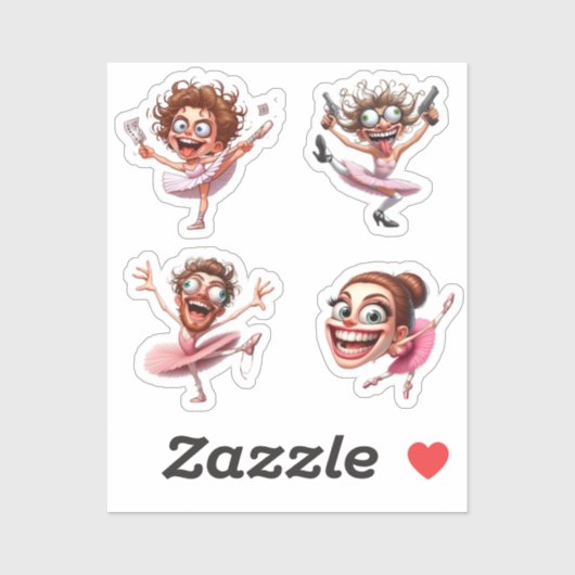 funny crazy caricature ballerina シール (シート)