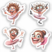 funny crazy caricature ballerina シール (正面)