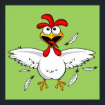 Funny Crazy Cartoon Chicken Wing Fling ポスター<br><div class="desc">Funny Crazy Cartoon Chicken Wing Fling - Great gift for kids or other person who is young at heart. Features a cartoon chicken with flying feathers. You can add text change sizes and background color to make it perfect for you.</div>