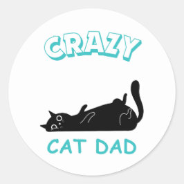 Funny Crazy Cat Dad ラウンドシール