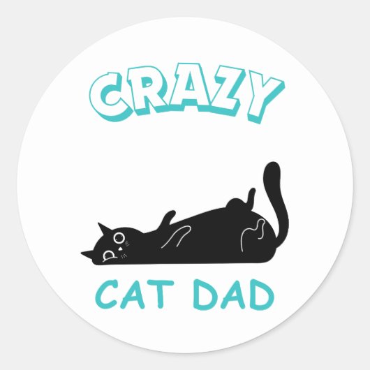 Funny Crazy Cat Dad ラウンドシール (正面)