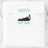Funny Crazy Cat Dad ラウンドシール (バッグ)
