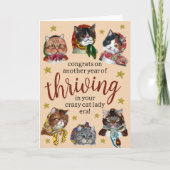 Funny Crazy Cat Lady Era Colorful Happy Birthday  カード (正面)