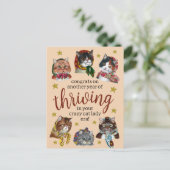 Funny Crazy Cat Lady Era Colorful Happy Birthday  ポストカード (スタンド正面)