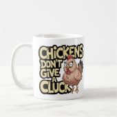 Funny Crazy Chicken Lady Cluck Off Antisocial Farm コーヒーマグカップ (左)