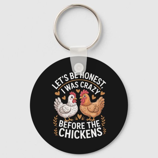 Funny Crazy Chicken Lady Joke Ckyard Poultry Lover キーホルダー (正面)