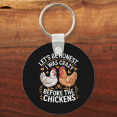 Funny Crazy Chicken Lady Joke Ckyard Poultry Lover キーホルダー (正面)