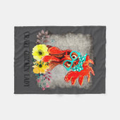 Funny Crazy Chicken Lady Word Art  フリースブランケット (正面(横))