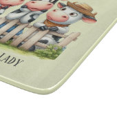 Funny crazy cow lady customizable カッティングボード (角)