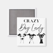 Funny Crazy Dog Lady  マグネット (正面/裏面)
