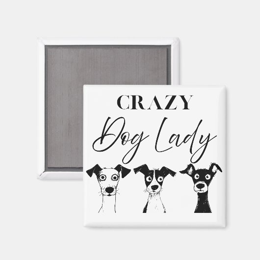 Funny Crazy Dog Lady  マグネット (正面/裏面)