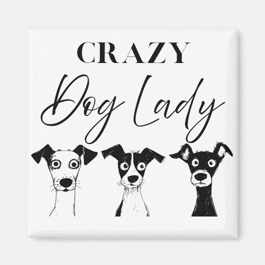 Funny Crazy Dog Lady  マグネット (正面)