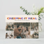 Funny Creeping It Real Halloween Photo Holiday  シーズンカード (スタンド正面)