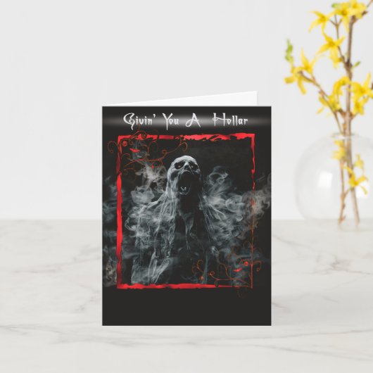 Funny Creepy Halloween Greetings カード (黄色い花)