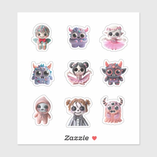 funny creepy kawaii monster pink red amazing big t シール (シート)