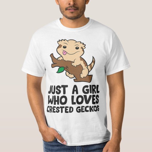 Funny Crested Gecko Just a Girl Who Loves Crested  Tシャツ (正面)
