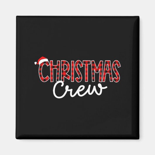 Funny Crew Santa Hat Christmas Red Plaid Xmas Fami マグネット (正面)