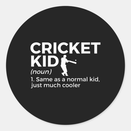 Funny Cricket Kid Definition ラウンドシール (正面)