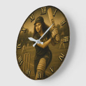 Funny Cricket Mona Lisa Batsman Gift ラージ壁時計 (傾斜)