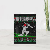 Funny Cricket Player Driving Home For Christmas Sw カード (正面)
