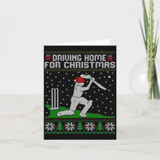 Funny Cricket Player Driving Home For Christmas Sw カード (正面)