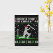 Funny Cricket Player Driving Home For Christmas Sw カード (黄色い花)