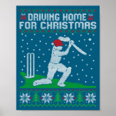 Funny Cricket Player Driving Home For Christmas Sw ポスター (正面)